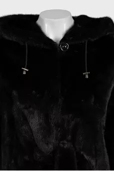 Black mink fur coat