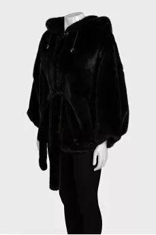 Black mink fur coat