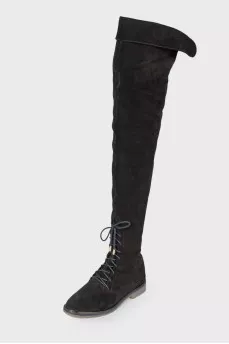 Suede low-heeled booties