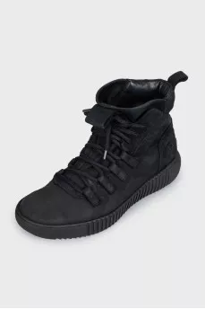 Black suede boots