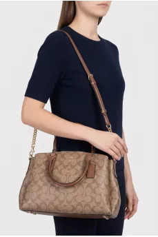 Brown tote with signature print