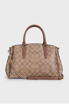 Brown tote with signature print