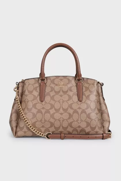 Brown tote with signature print