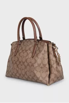 Brown tote with signature print