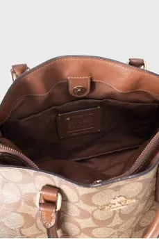 Brown tote with signature print