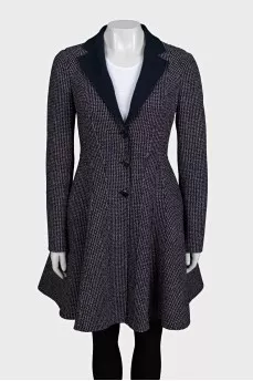 Fitted blue wool coat