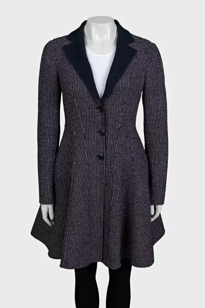 Fitted blue wool coat