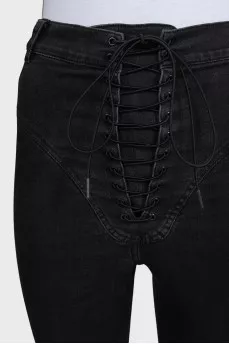 Черные джинсы skinny fit с завязками