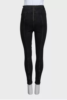Черные джинсы skinny fit с завязками
