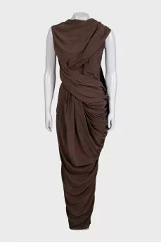 Brown draped maxi dress