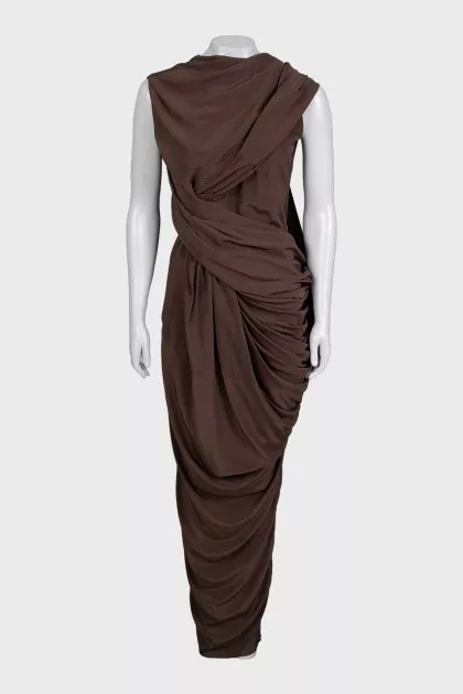Brown draped maxi dress