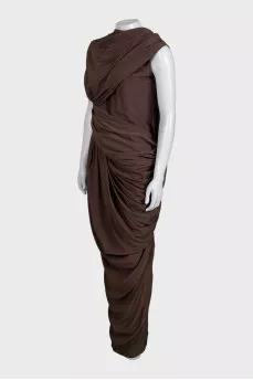 Brown draped maxi dress
