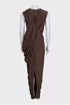 Brown draped maxi dress