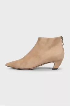 Beige suede ankle boots