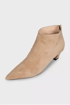 Beige suede ankle boots