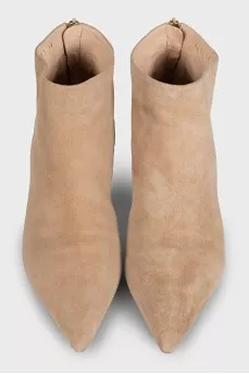 Beige suede ankle boots