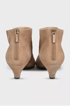 Beige suede ankle boots