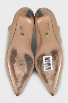 Beige suede ankle boots