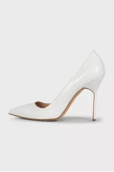 White stiletto pumps