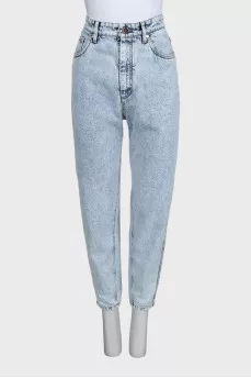 Голубые джинсы high waist