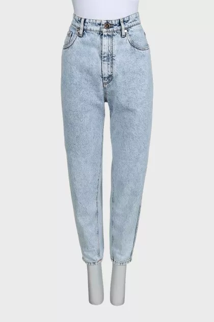 Голубые джинсы high waist