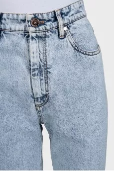 Голубые джинсы high waist