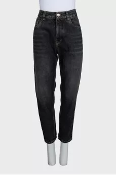 Джинсы tapered fit на высокой талии