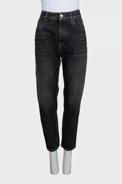 Джинсы tapered fit на высокой талии