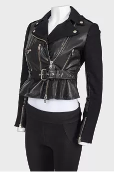 Leather textile inserts jacket