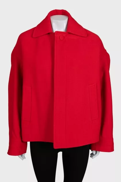 Red Upside Down Cropped Coat
