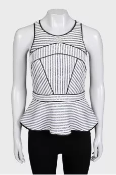 Fitted white top with peplum