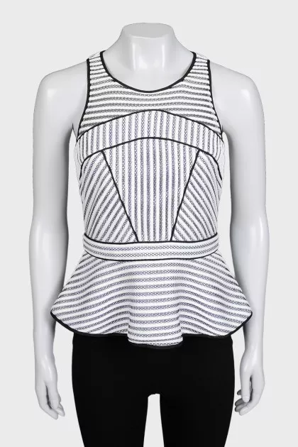 Fitted white top with peplum