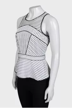Fitted white top with peplum