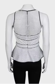 Fitted white top with peplum