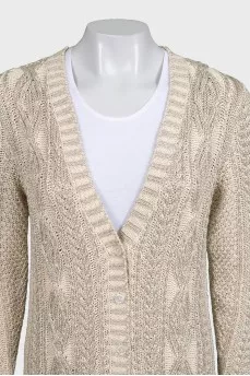 Long shiny beige cardigan