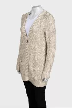 Long shiny beige cardigan