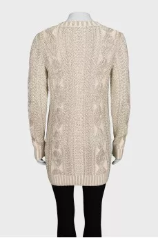 Long shiny beige cardigan