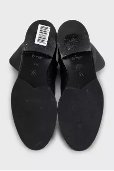 Black textured leather boots