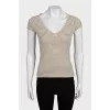 V-neck T-shirt with striped print