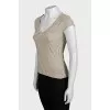 V-neck T-shirt with striped print