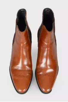 Perforated leather ankle boots