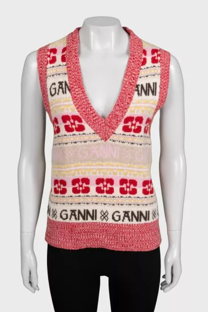 Red printed vest