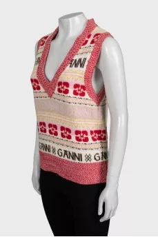 Red printed vest