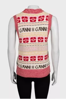 Red printed vest