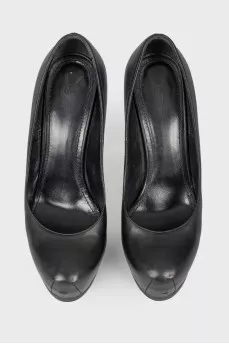 Leather stiletto heels