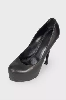 Leather stiletto heels