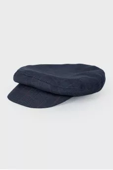 Checkered print cap with tag