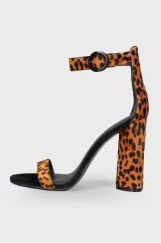 Women's pony skin sandals