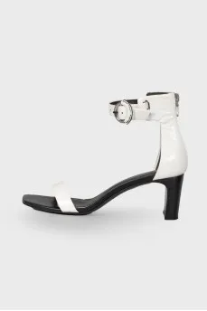 White patent leather sandals