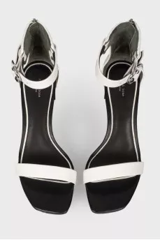 White patent leather sandals